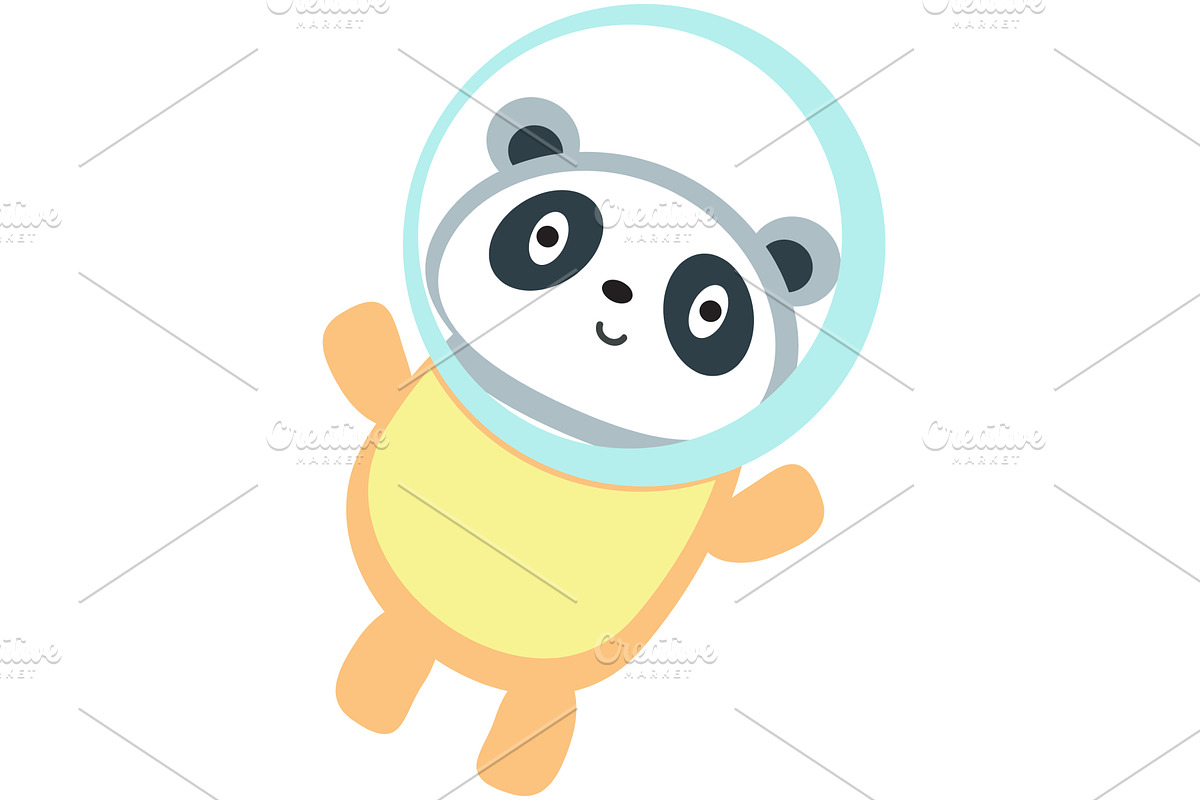 Cartoon funny panda cosmonaut in, an Animal Illustration by SiberianArt