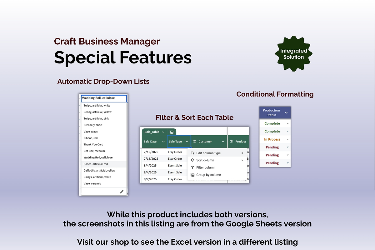 Craft Business Manager-Google Sheets, an App Template by Ardent Workshop (Photo 9 of 9)