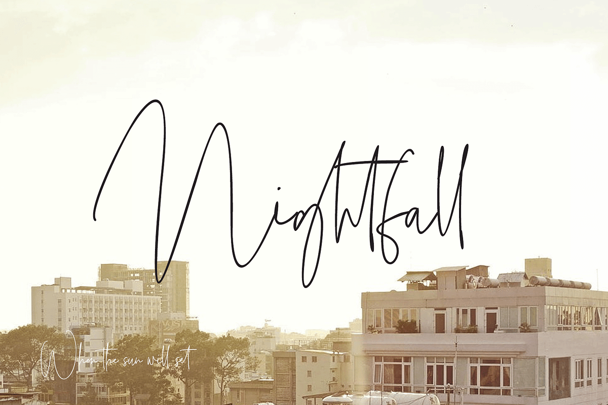 Night Fall, a Script Font by GRAPHICPRESS (Photo 1 of 8)