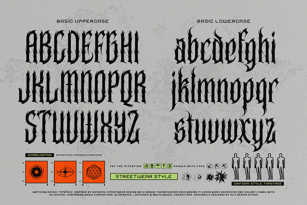 Maytorm Modern Metal Typeface, a Blackletter Font by alit design (Photo 7 of 20)