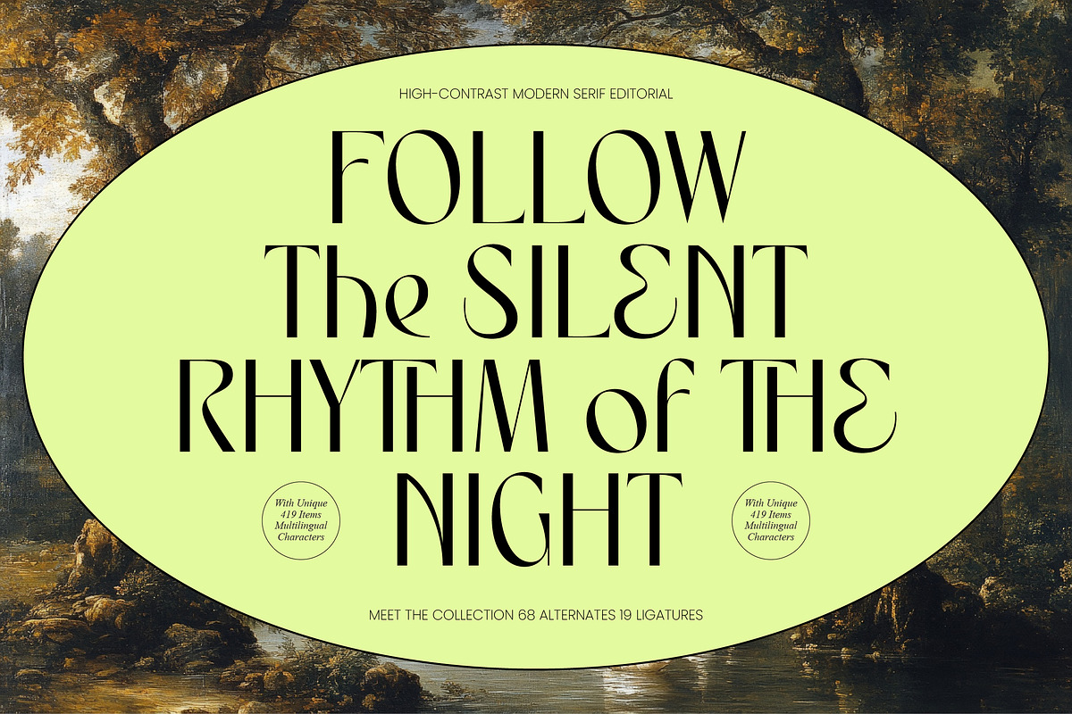 Rhythm The Night Modern Editorial, a Serif Font by timelesstype.co (Photo 1 of 10)