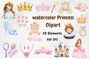Watercolor Princess Clipart, a Person Illustration by BerryPieArt (Thumbnail 1 of 4)