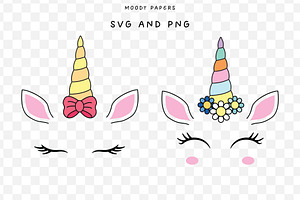 Cute Unicorn Face SVG PNG