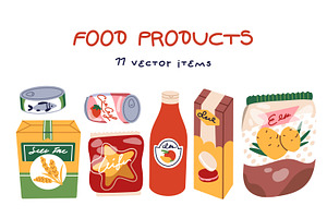 Grocery food products, snacks set, a Food Illustration by Good Studio
