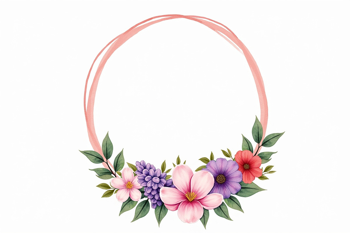Pink Lavender Floral Wreath Bundle, an Illustration by BIPLOB EXPERT (Photo 7 of 14)