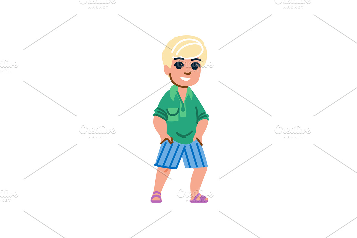 Smiling blond boy standing with, an Object Illustration by pikepicture
