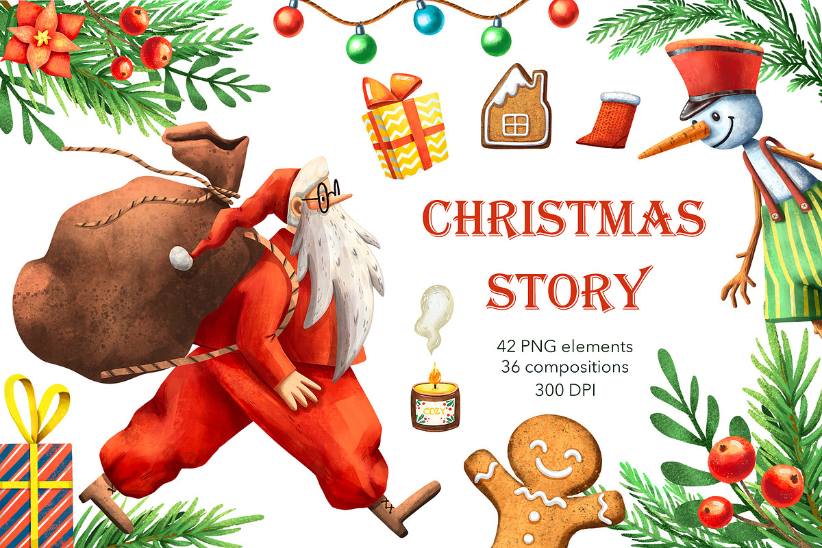 Christmas Story - Clipart Set, an Illustration by Mashamashastu (Photo 1 of 13)