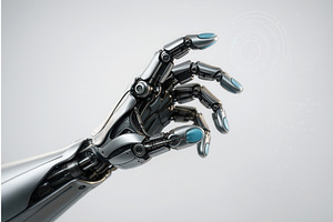 A detailed robotic hand with, a Technology Illustration by Sergey Kotenev