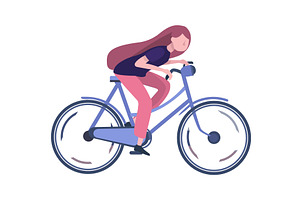 Woman riding bicycle fast vector, a Sport Illustration by vectorpointstudio