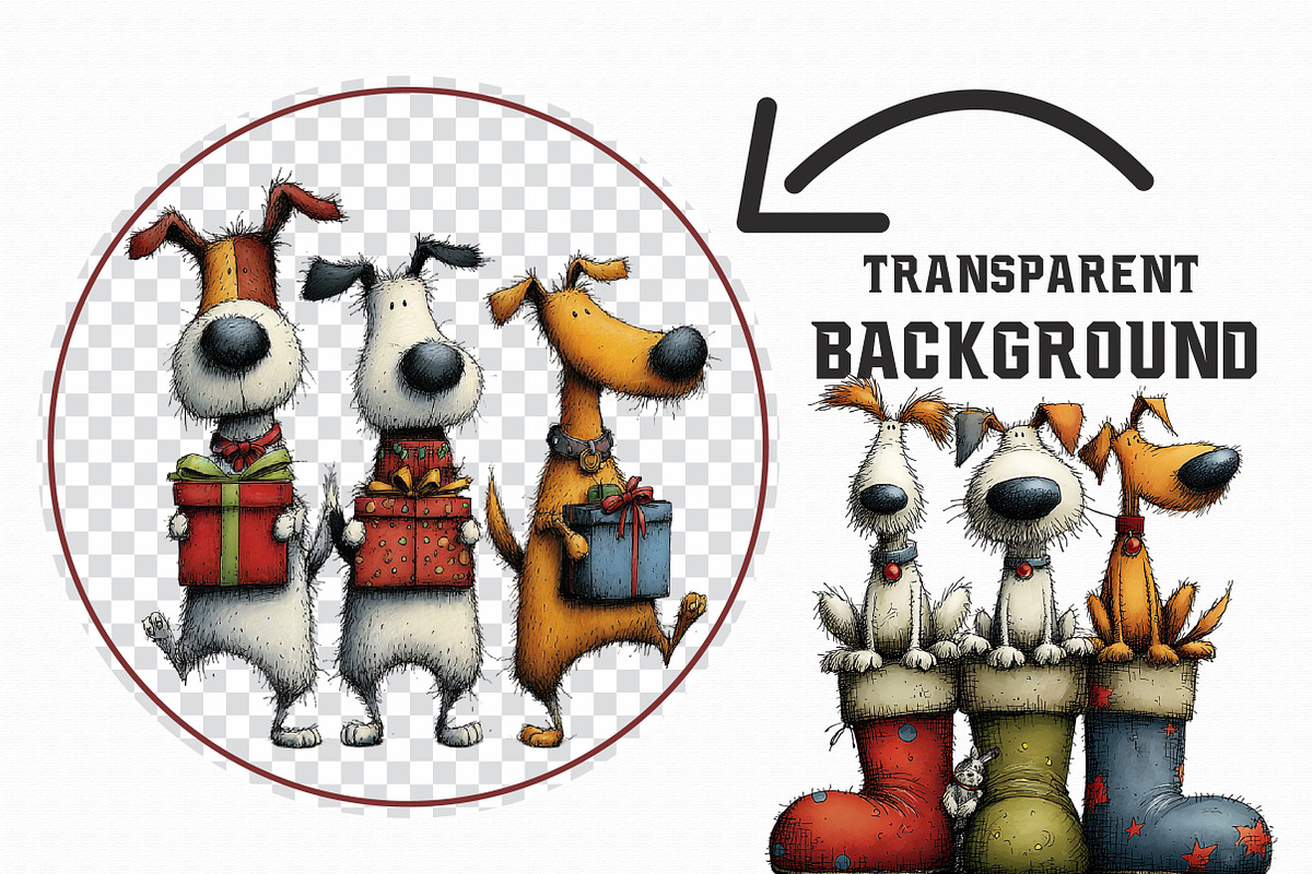 Quirky Christmas Dog Gang Clipart, an Illustration by Libby Wishes (Photo 4 of 7)
