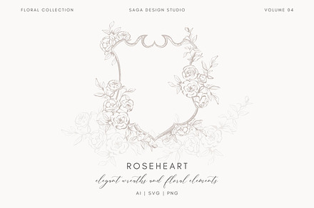 Vintage floral wedding crest