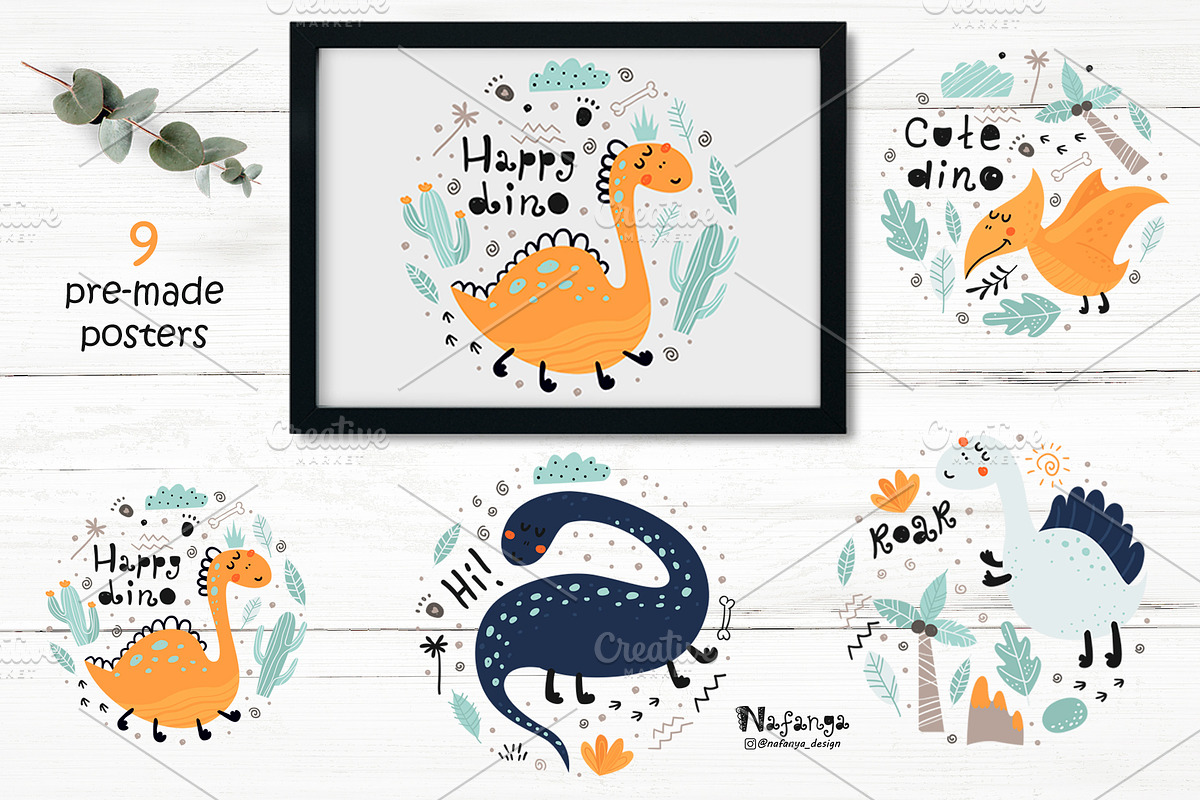 Cute Dinosaur Collection, a Wallpaper Graphic by Nafanya (Photo 7 of 10)