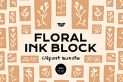 Floral inkblock clipart bundle, an Illustration by ClayStudio (Thumbnail 1 of 8)
