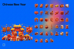3D Chinese New Year Elements, an Object Graphic by Pengedar Seni
