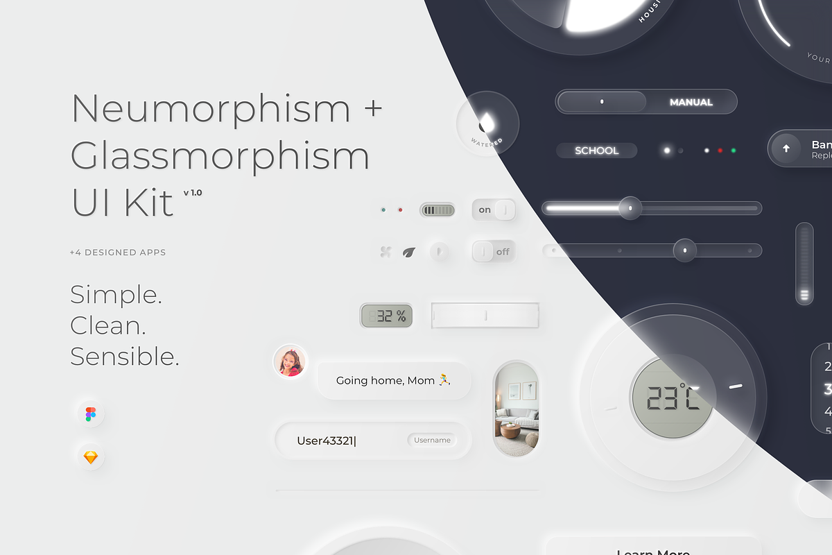 Neumorphism + Glassmorphism UI Kit, an UI Kit Template by LH Designs (Photo 1 of 12)