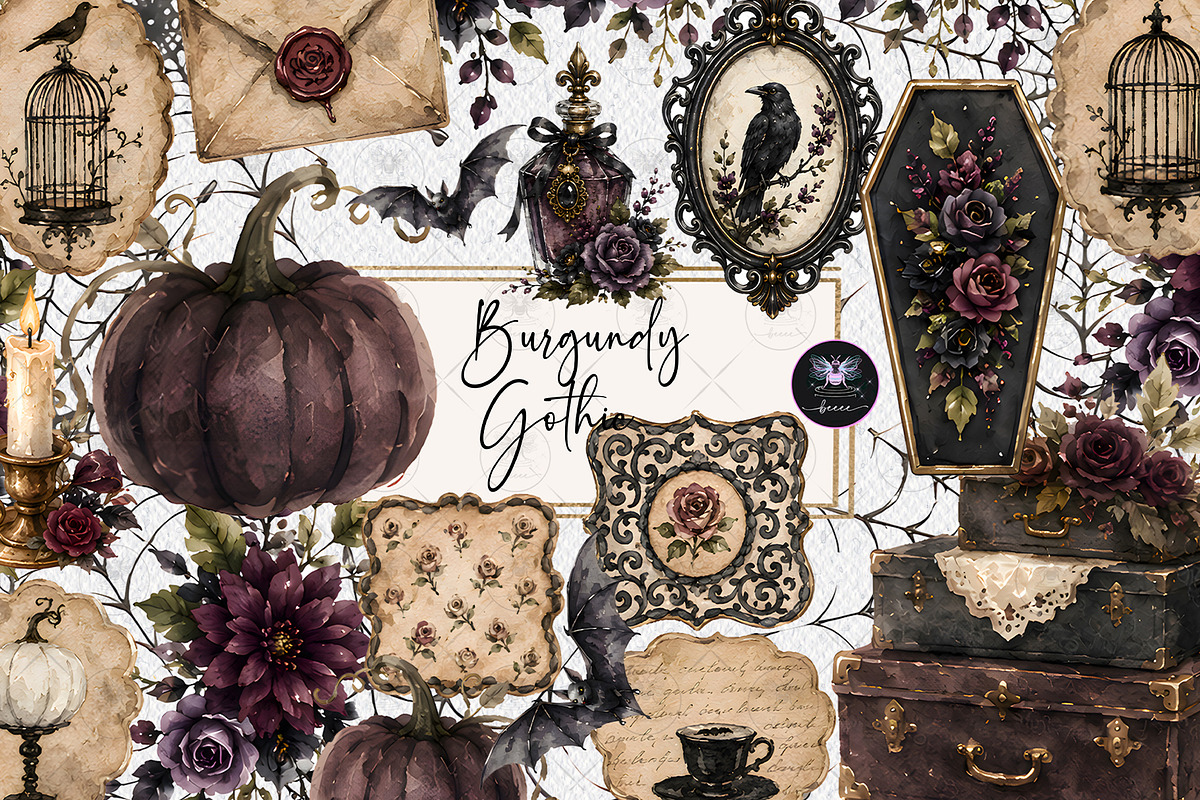 Gothic Halloween Clipart, a Decorative Illustration by BigCakeBee (Photo 1 of 4)