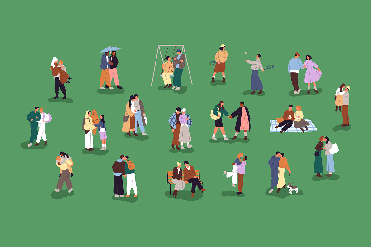 Love couples on date set, patterns, a Person Illustration by PaperTrident (Photo 2 of 6)