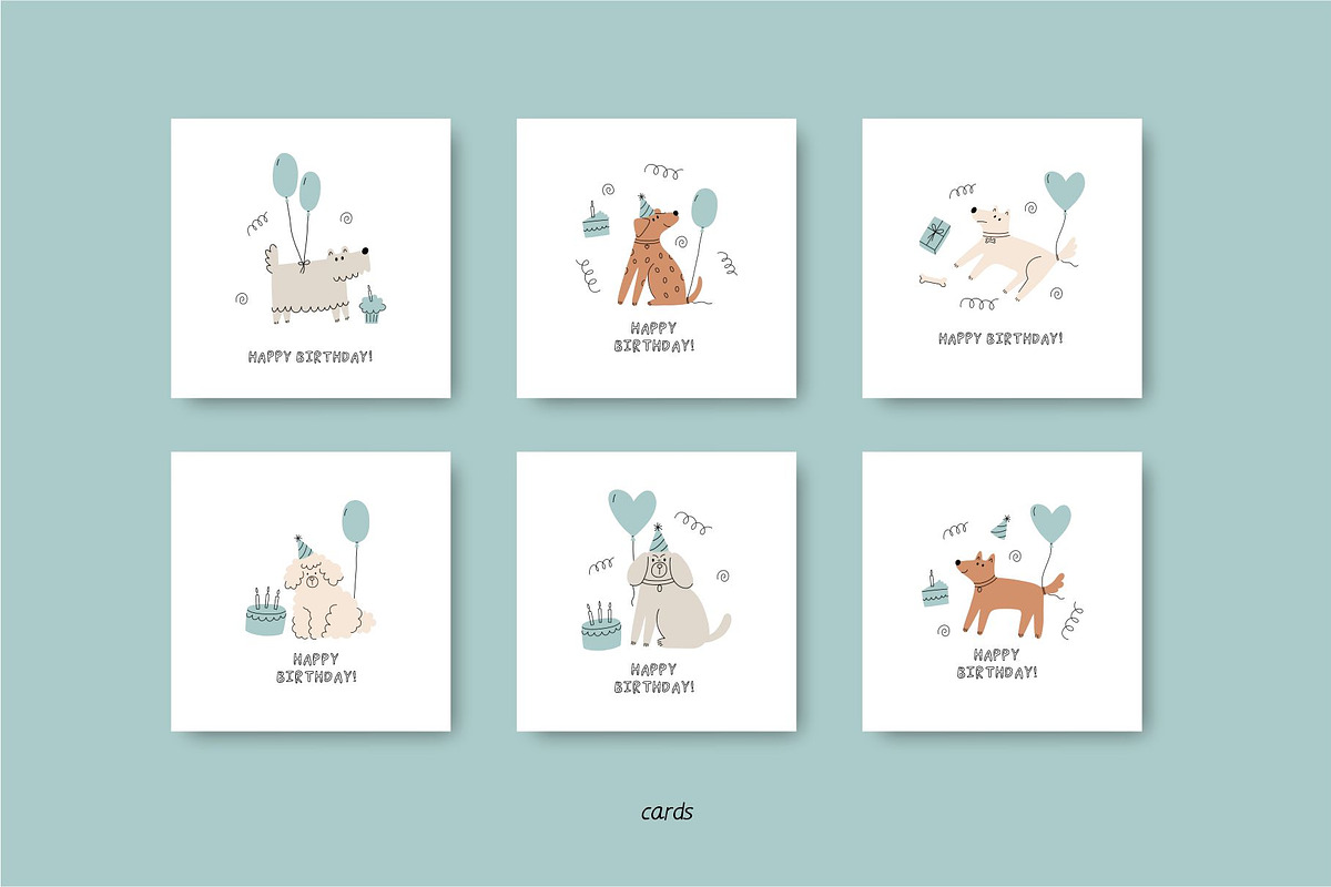 Birthday Dogs Clipart, a Decorative Illustration by Barkova Nadya (Photo 2 of 10)