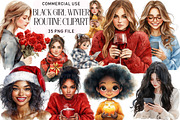 Black Girl Winter Routine Clipart, an Illustration by Daily.Designs (Thumbnail 1 of 4)