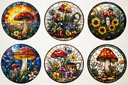 Spring Mushroom Stained Glass Bundle, an Illustration by RobertsArt (Thumbnail 2 of 5)