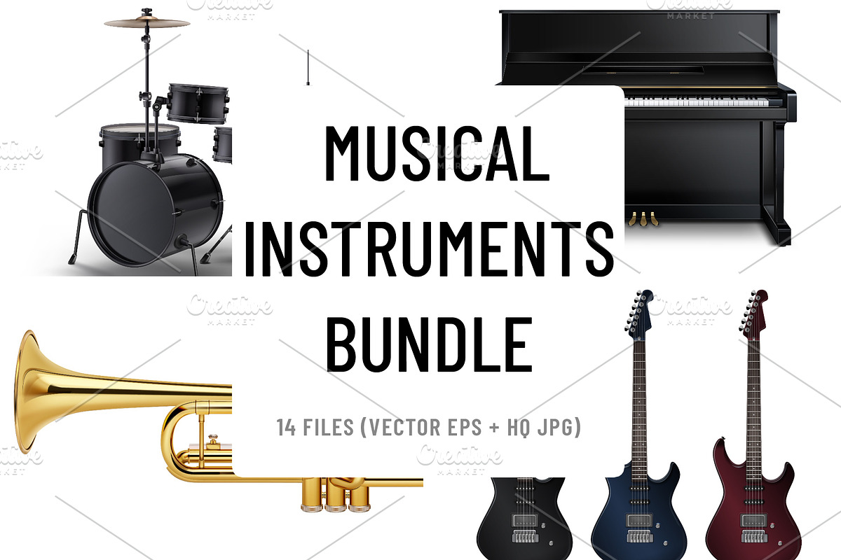 Musical Instruments Vector Set, an Object Illustration by Zonda (Photo 1 of 9)