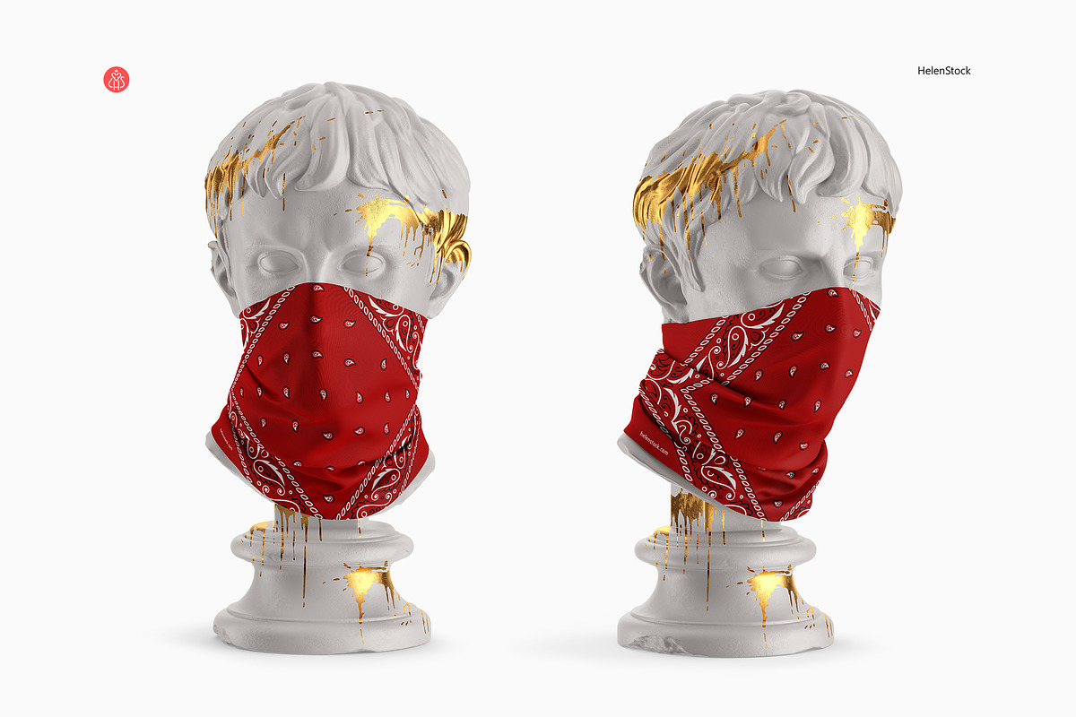 Neck Gaiter on Sculpture Mockup, a Mask Mockup by HelenStock (Photo 3 of 9)