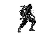 Hooded Street Ninja Silhouette, an Illustration by Gfx_Store (Thumbnail 6 of 10)