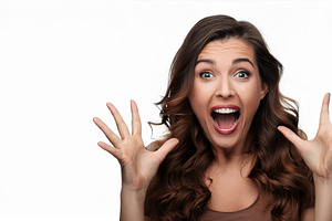 beautiful crazy young woman, AI generated, a Photo by WorldOfPhotos