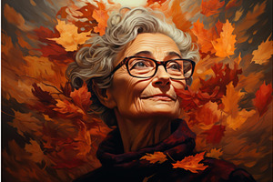 Serene Smiling Older Woman With