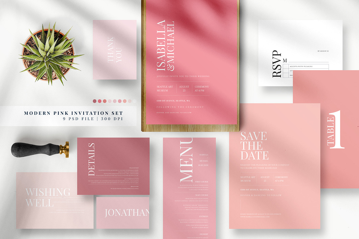Modern Pink Invitation Set, an Invitation Template by Azka Creative (Photo 1 of 5)