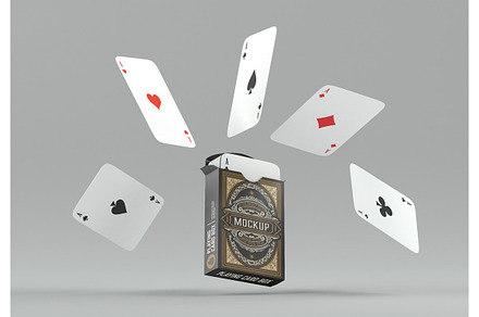Box with Playing Cards Mockup, a Packaging Mockup by OneVectorStock