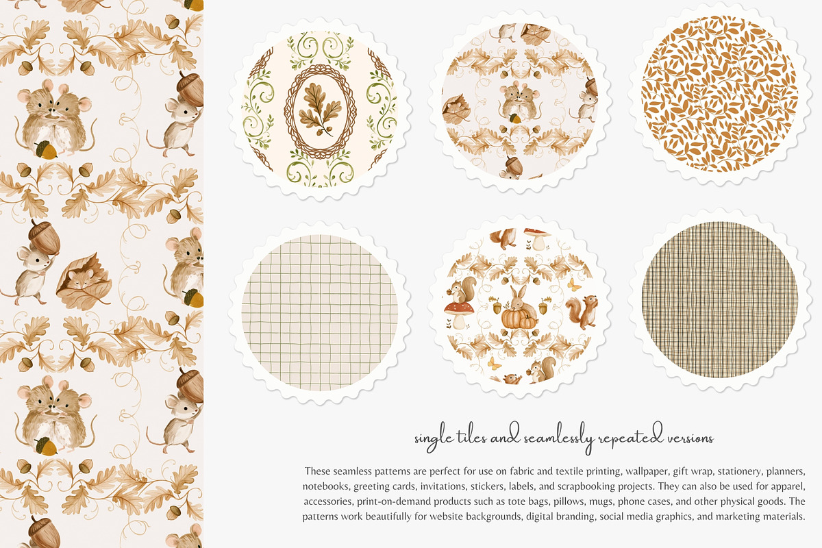 autumn woodland seamless patterns, a Pattern Graphic by Patishop Art (Photo 3 of 10)