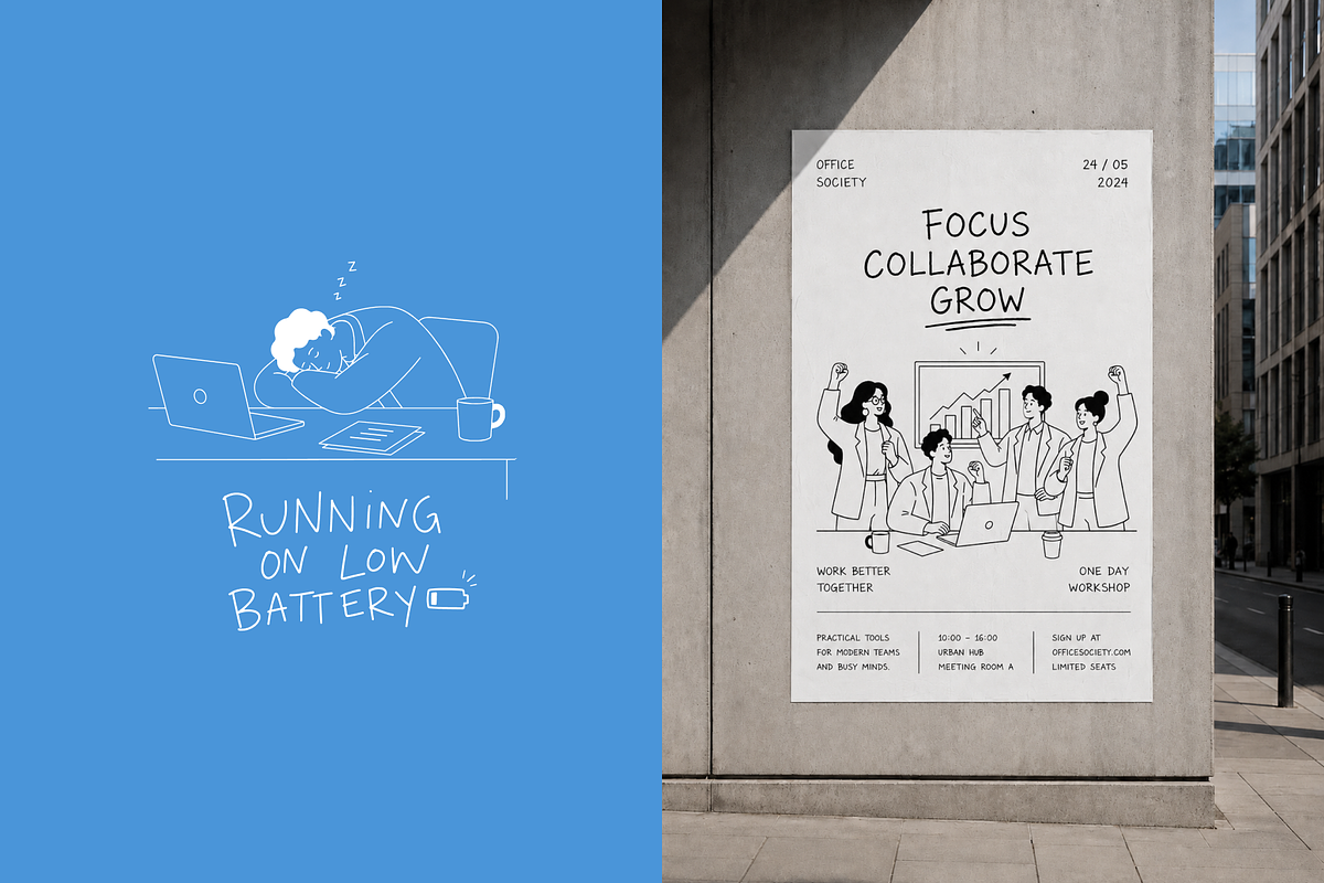 Office Workday Stories | Vector Pack, a Person Illustration by Nutalin Art (Photo 8 of 12)