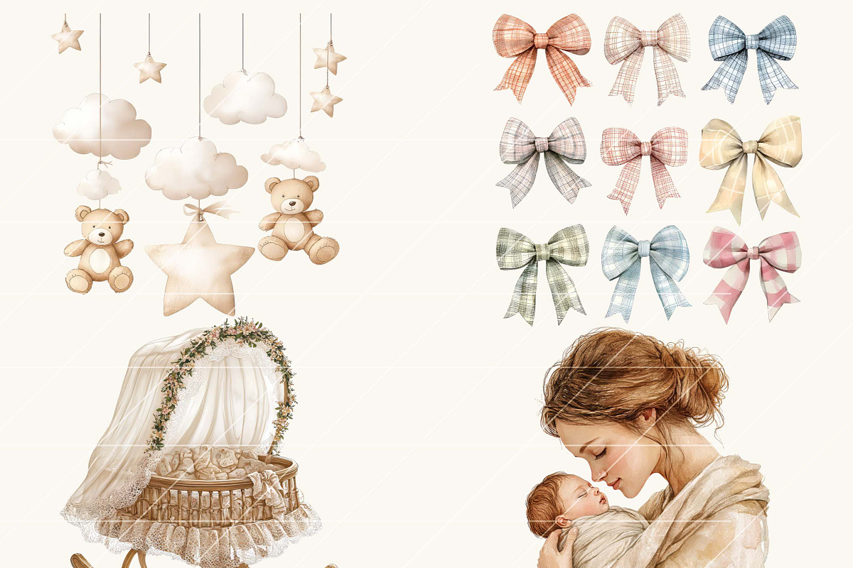 Mom and Newborn Baby Clipart, a Person Illustration by BusyDaydesign (Photo 5 of 9)