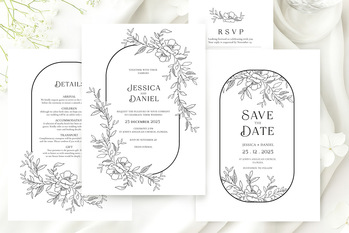 Minimalist Floral Wedding Suite, a Decorative Illustration by Artberriez (Photo 1 of 6)