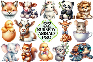 Nursery Animals Clipart, an Illustration by Pixels.Craft
