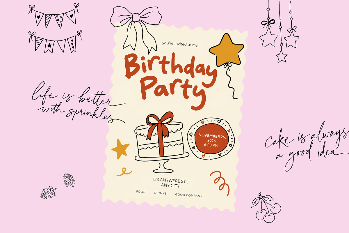 Birthday & Cakes Handmade Doodles, a Food Illustration by Nutalin Art (Photo 7 of 16)