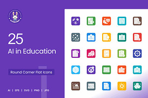 25 AI in Education Filled Round, an Icon by IconBunny