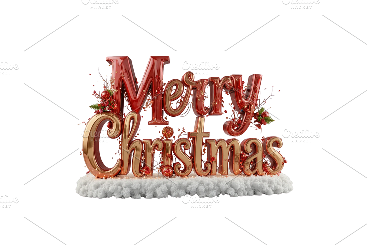 3D Merry Christmas Letter Stand, a Seasonal Illustration by Creative design (Photo 3 of 7)