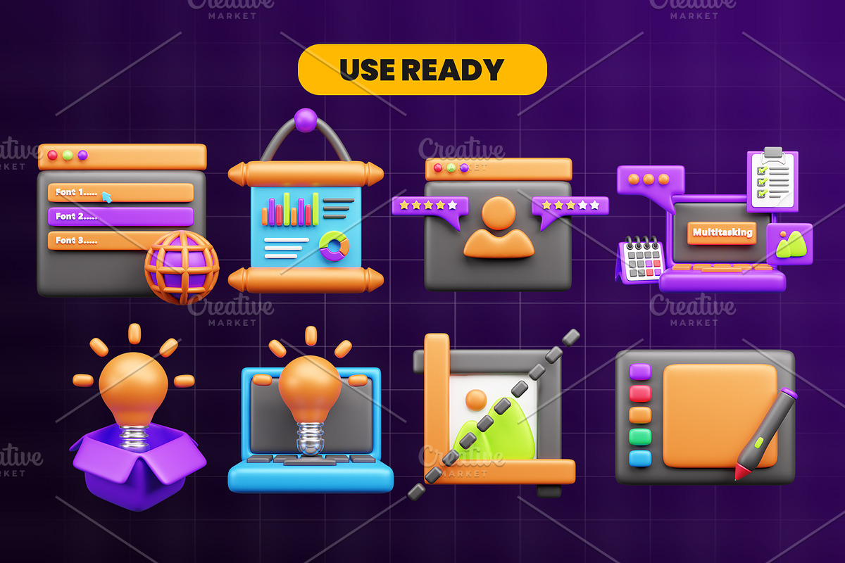Design 3d Icon Pack, an Object 3D Model by Ui Stock (Photo 4 of 6)