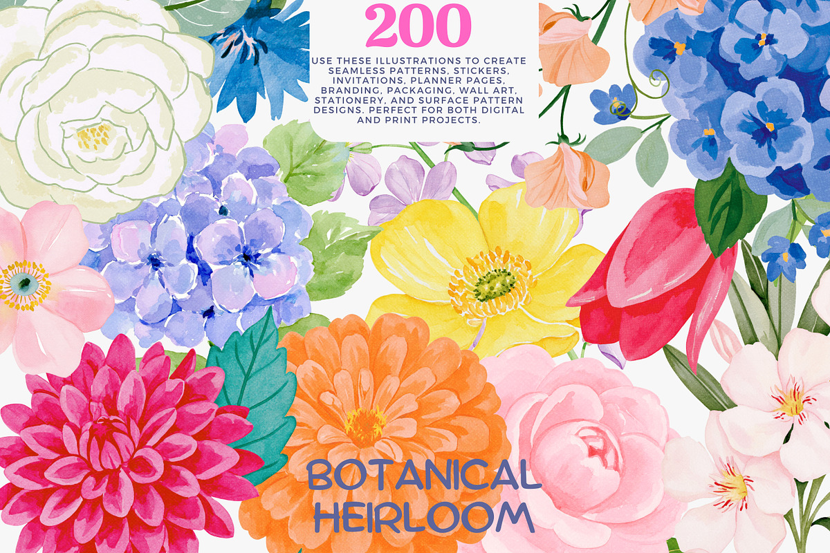 Flower Clipart Huge Bundle, a Decorative Illustration by Patishop Art (Photo 2 of 11)