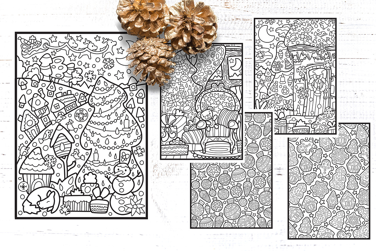 Merry Christmas Coloring Pages A4, a Texture Illustration by RabbitAndPencil (Photo 4 of 6)