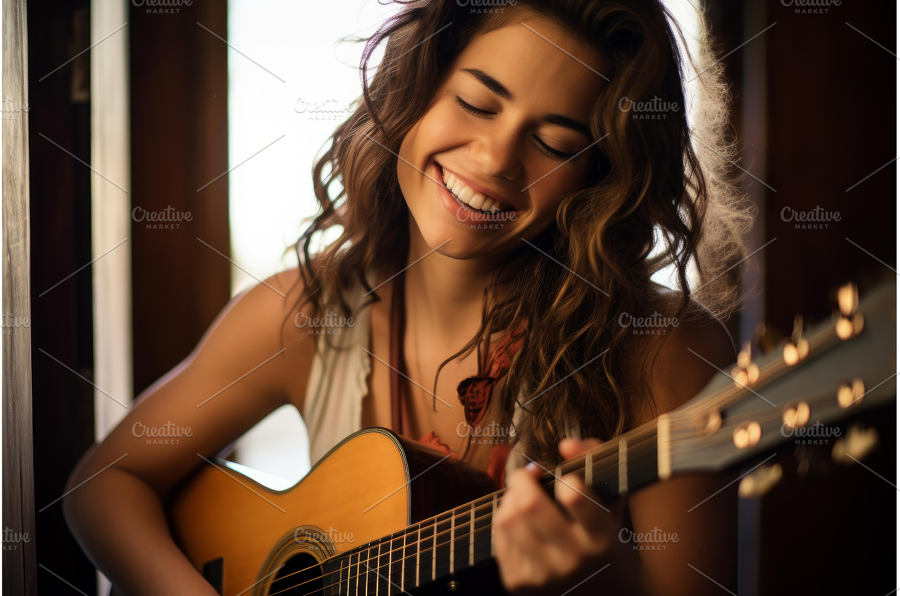Artistic Woman playing guitar, an Arts & Entertainment Photo by Ylivdesign