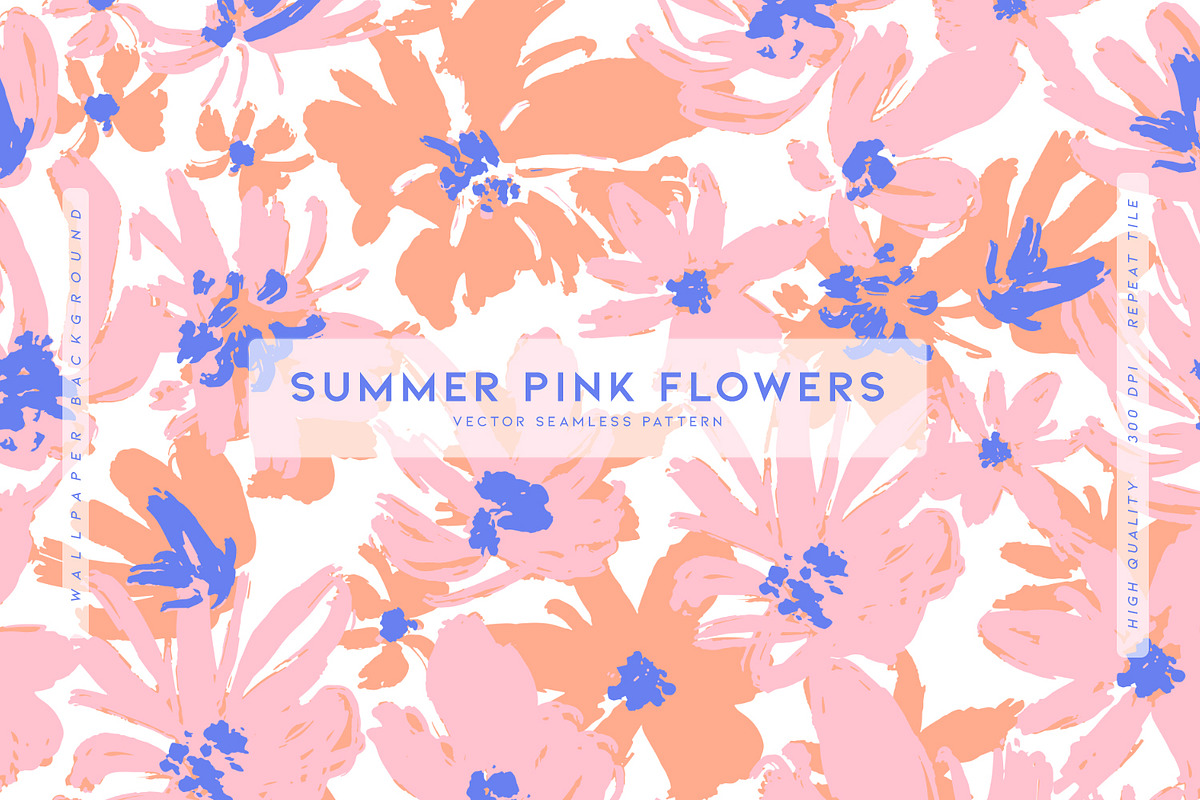 Summer Pink Flowers, a Pattern Graphic by MalyskaStudio (Photo 1 of 14)