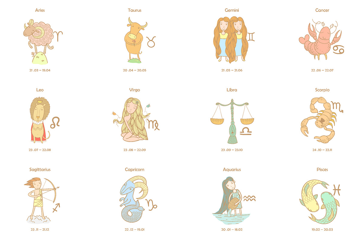 Colorful zodiac signs preview 2