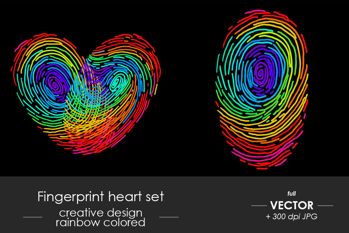 Rainbow heart fingerprint set, a Person Illustration by OKart.studio (Photo 1 of 3)