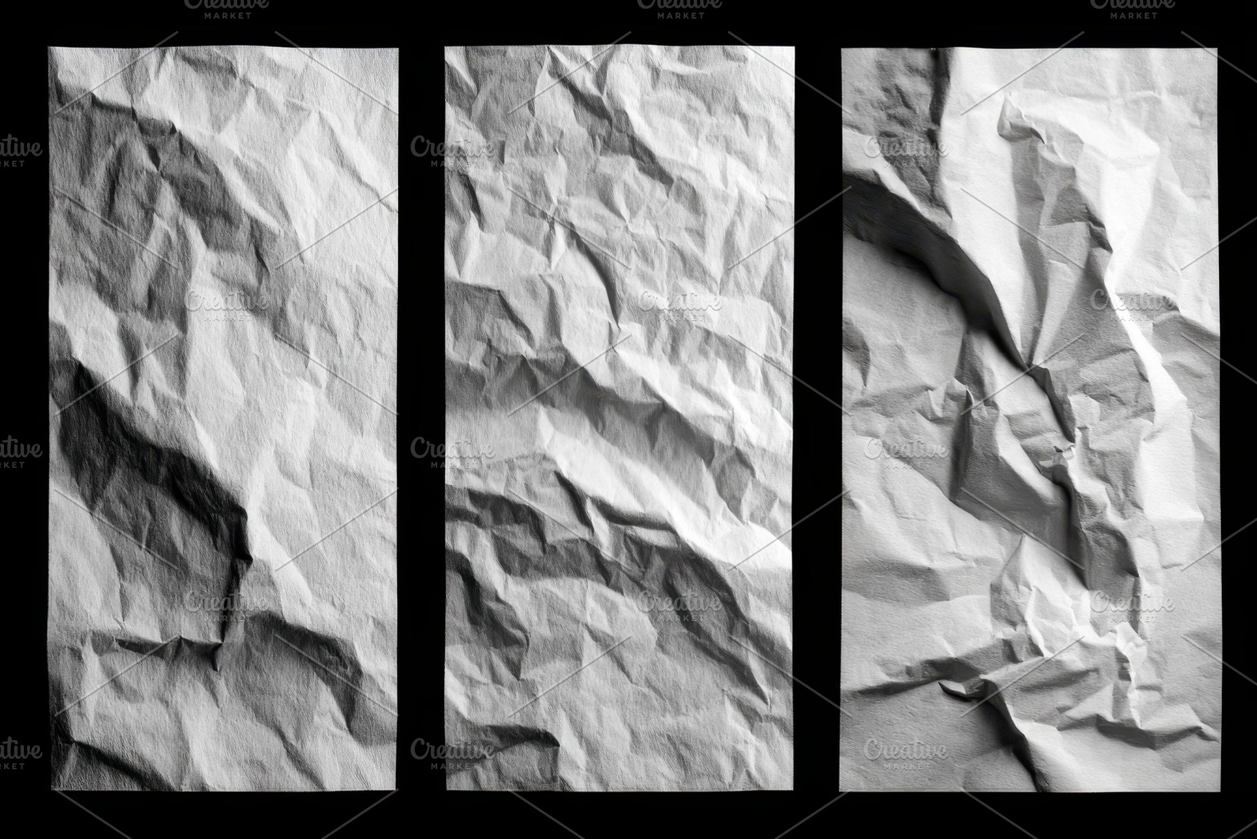 Crumpled paper textures grayscale ba, a Photo by Pixeness Studio