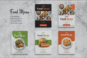 Food Menu Bifold Brochure Template