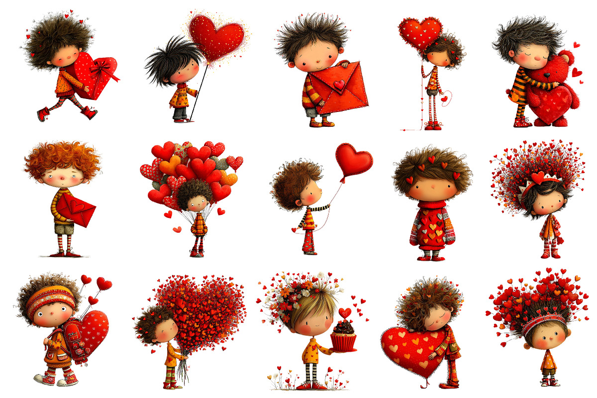 Whimsical Valentine Boy Clipart, an Illustration by Dream Creation (Photo 3 of 4)