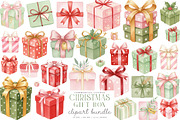 Watercolor Christmas Gift Clipart, an Illustration by SinaCreation (Thumbnail 1 of 7)